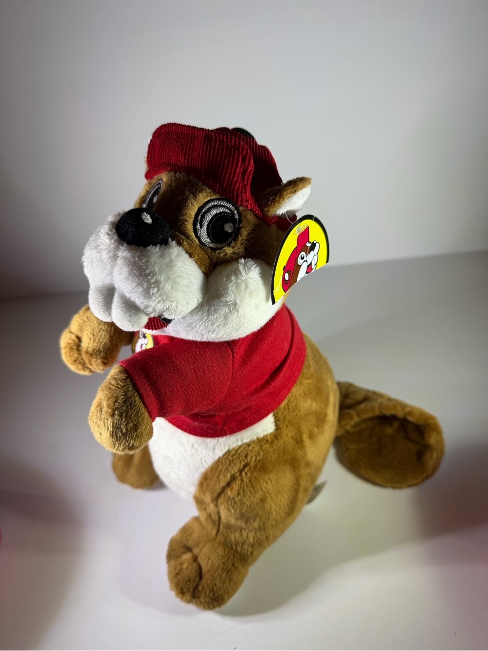 Adorable classic Buc-ee’s Beaver plush stuffed animal wearing his signature red